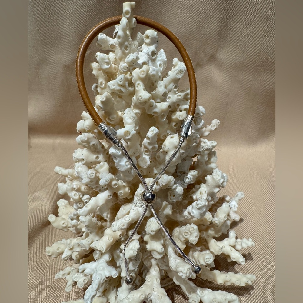 Pandora Tan Leather Adjustable Bracelet NWOT